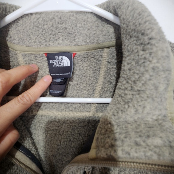 The North Face Men's 1/4 Zip Fleece Pullover Cozy Sweater Beige Size L - Picture 5 of 10